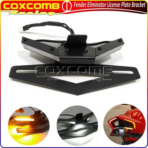 For Ducati Panigale V4S V4R V4 S R 2018-2019 Motorcycle Rear Fender Eliminator License Plate Lamp Bracket Kits w/LED Light