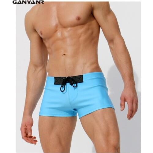GANYANR Brand Man Swimwear Brazilian Traditional Cut Swimsuits Men Swimming Boxer Trunks Shorts Gay Surf Boardshorts Solid