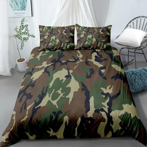3D Print Duvet Cover Sets Dropshipping 2/3pcs (Single1Pillowcase) Cool Boy Girl Kid Camouflage With Pillowcase Multicolor NO6