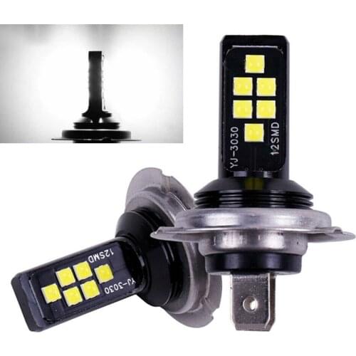 2 Pcs H7 LED Headlight Kit Fog Lamps Bulbs High Low Beam 52000LM 6000K White 12V Car Headlight Bulbs Automobiles Accessories