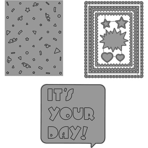 Rectangle Frames Sets "Its Your Day" Metal Cutting Dies For Scrapbooking Craft Die Cut Card Making Embossing Stencil