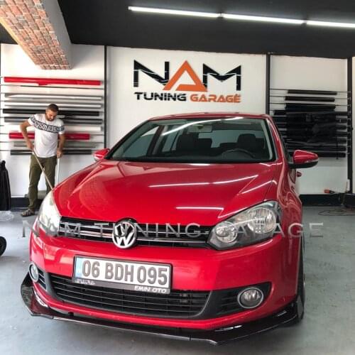 Front Bumper Attachment For Vw Golf 6 , 3 Piece Piano Black Lip Splitter Auto Car Styling Accessory Ornament