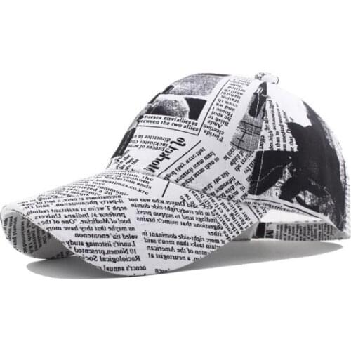Novel couple hat ins style baseball caps for men women retro newspaper pattern tongue cap chapeau adjustable size sports caps