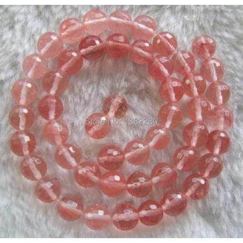 ! Wholesale 8mm Red Quartz Glass Faceted Round Beads 15.5" 2 piece/lot fashion jewelry JT6278