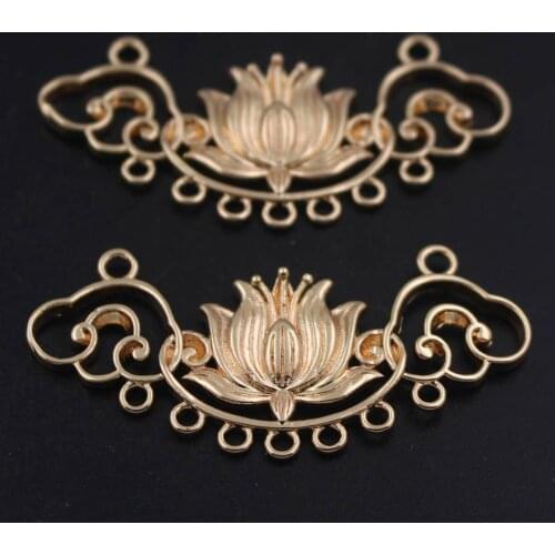 10pcs Brass Casted Flower Dragon Phoenix Pavilions Loops Connectors Charms Quality DIY Women Necklace Hair Jewelry Accessories
