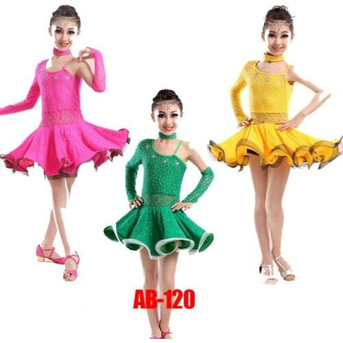Sequins Latin Dance Dress For Girls Children Salsa Tango Ballroom Dancing Dress Competition Costume Kids Practice Dance Clothing