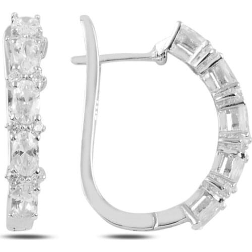 Silver 925 Sterling Dibs Zircon Cubic Zirconia J Earrings