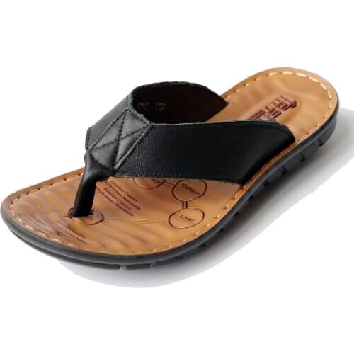 Men Leather Summer Flip Flop Shoes Sandals Male Slipper Indoor Or Outdoor Beach Flip Flops Men Fashion Non-slip Zapatos Mujer