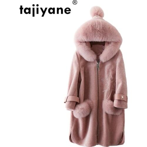 Real Fur Coat Wool Jacket Fox Fur Hooded Autumn Winter Coat Women Clothes 2021 Sheep Shearling Fur Korean Women Tops ZT1044