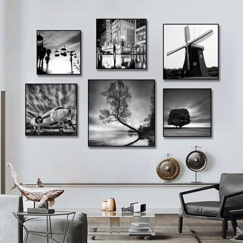 Modern Abstract Landscape Posters and Prints Nordic Black White Pictures Wall Art Canvas Prints Painting for Livingroom Decor