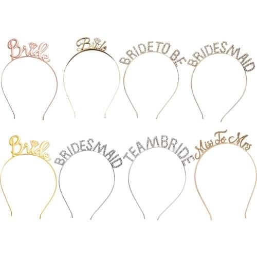 Wedding Hair Accessories Gold Bride to Be Set Bridesmaid Bridal Shower Hen Party Rhinestone Tiara Crown Bachelorette Party Favor