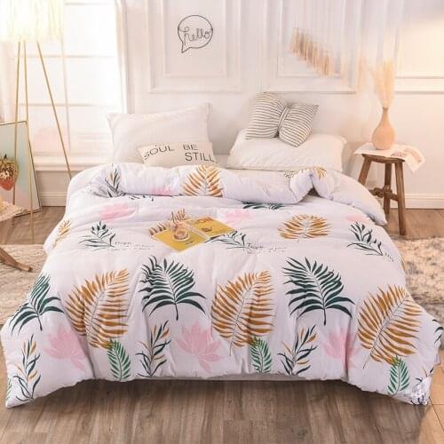 Winter warmest premium printing superfine fiber filling duvet quilted quilt king queen size comforter blanket cotton bedding