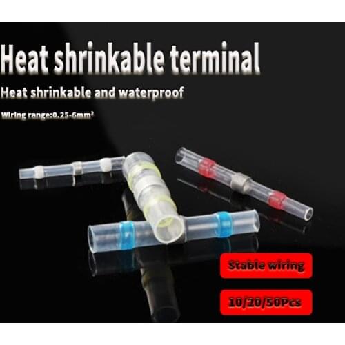 10/20/50PCS Waterproof Solder Seal Sleeve Splice Terminals Heat Shrink Electrical Wire Connector Butt Connectors Kit Assortment