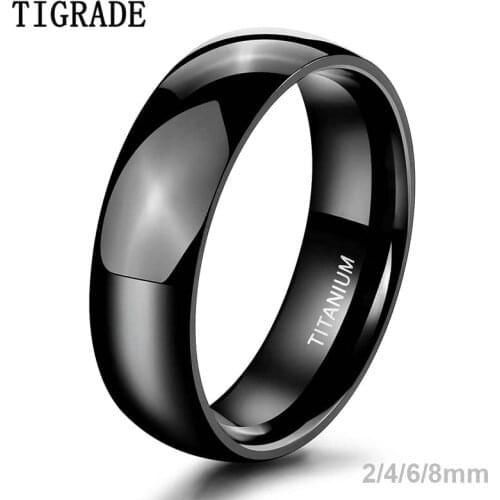 2/4/6/8mm Simple Black Ring Man Women Titanium Wedding Band Engagement Rings Polished Cocktail Ring Anel Feminino size 15