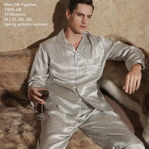 Naizaiga 19 Momme 100% silk deep blue and blue gray striped men spring pajamas suit , SKFS17