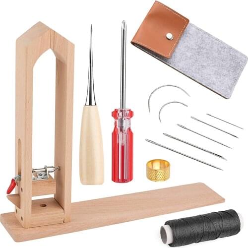 KAOBUY Leather Stitching Sewing Pony Horse Clamp, Leather Pony with Hand Sewing Needles and Leather Thread Waxed Cord