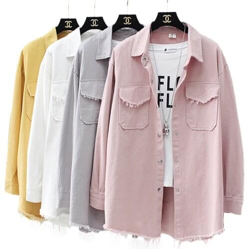 2019 Spring Autumn Winter Women Denim Jackets Boyfriend jean Coat Long Sleeves Outwear Single Breasted Casual Denim Jacket R926