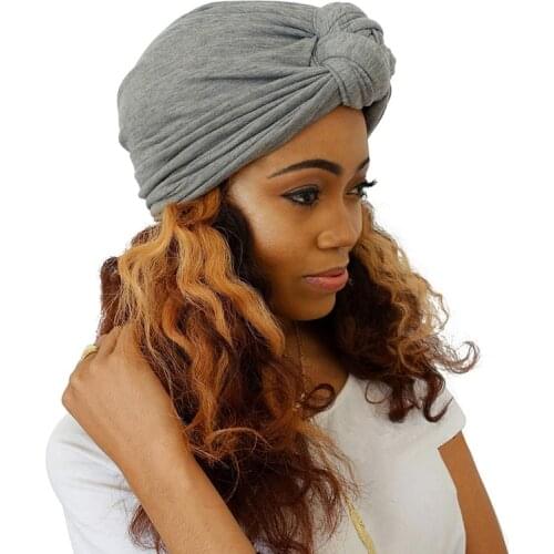 Women Stretch Turban Hat Bohemian Style Head Wrap Knot Turban African Twist Headwrap Ladies Hair Accessories India Hat Chemo Cap