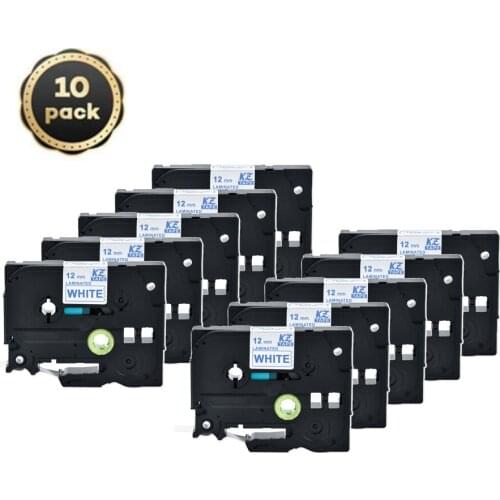 10pcs 12mm Tze233 tze tape Blue on White Laminated Label Tape Cassette Cartridge ribbon for p-touch label printer Tze-233 tze233