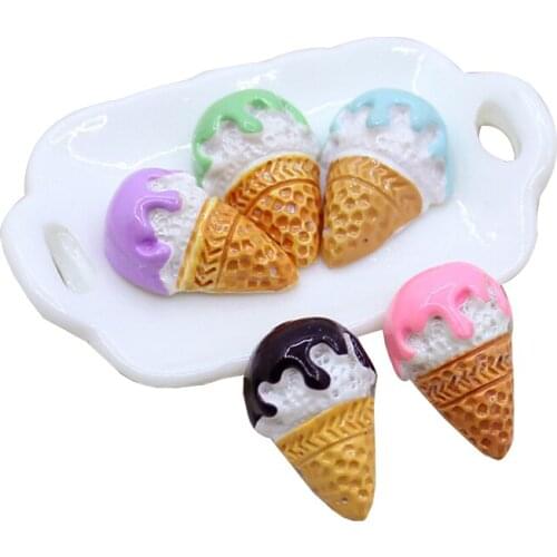 20Pcs 18*13mm Colorful Ice Cream Scrapbook paste ornament DIY Phone Shell/Kids Hairpin/Earrings Pendant/photoframe Handmade