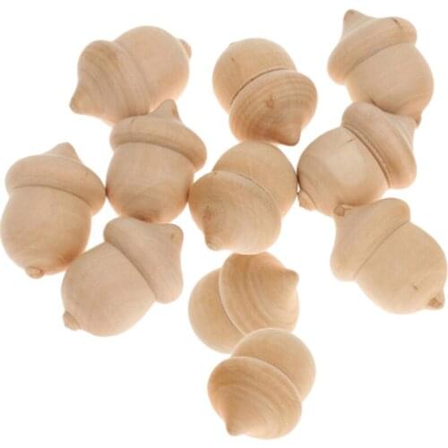 20 Pcs Wooden Acorns Unfinished Doll DIY Crafts Wooden Peg Doll Home Decoration Ornament