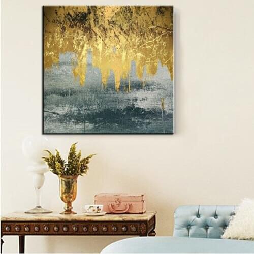 Abstract Gold Foil White Block Canvas Painting Fahsion Poster Print Big Wall Art Picture For Living Room Aisle Modern Home Decor