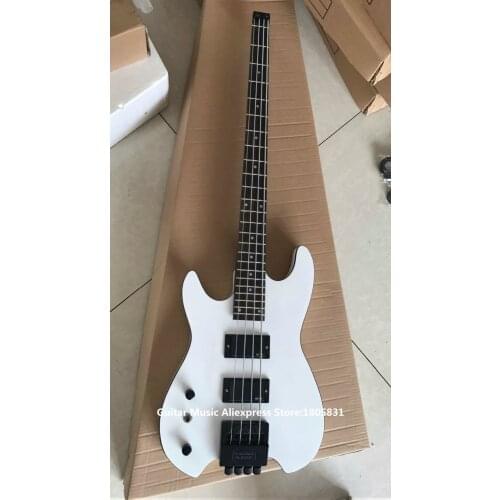 Left Handed White 4 Strings NO Head Electric Bass Headless Bass Guitars Free Shipping