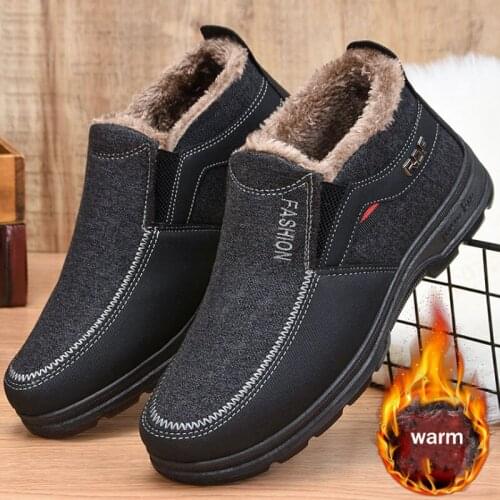 Winter Cotton Boots For Men Warm Fur Soft Male Platform Snow Boots Man Ankle Boot Winter Mens Sneakers Plus Casual Man Shoes