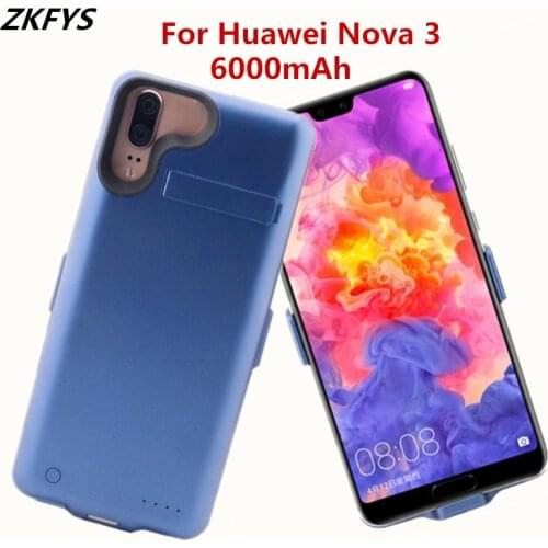 ZKFYS Power Cases 6000mAh Smart Phone Stand Charger Battery Case For Huawei Nova 3 External Power Bank Case Charging Back Cover