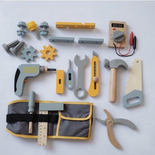 Wooden Pretend Play Set Engineer, Fireman Montessori Toy For Kids Simulation Tool Box For Kids Interest Development Preschool