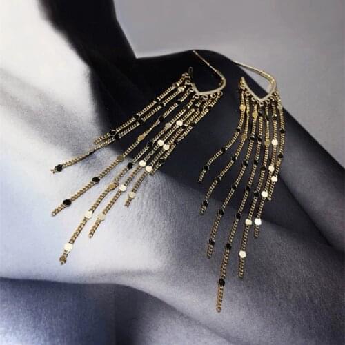 Long Retro Earrings Ethnic Style Banquet Earrings Metal Long Tassel Women Two Colors Christmas New Year Gift