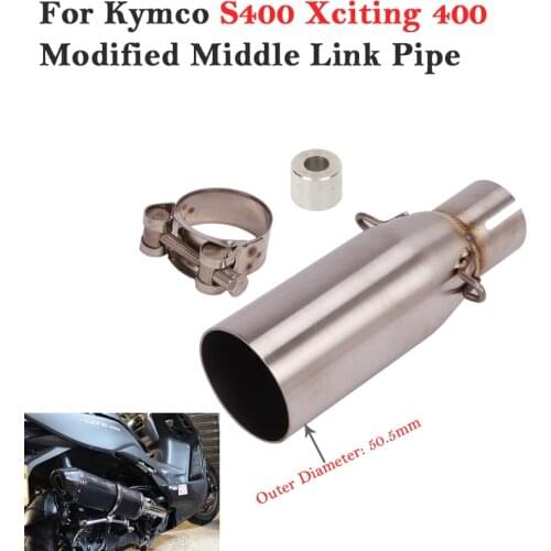 Slip On For KYMCO Xciting 400 S400 Motorcycle Stainless Ssteel Middle Link Pipe Connection 51mm Tail Exhaust Yoshimura Muffler