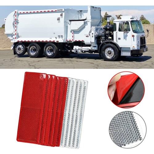 Truck Motorcycle Adhesive Rectangle Plastic Reflector Reflective Warning Plate Auto Car Stickers Safety Sign Red White 5 pcs