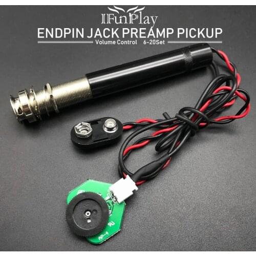 6/20Set Active Endpin Jack Preamp Piezo Pickup Mounting Base Kit for Acoustic Guitar with Volume Control Guitarra Pickups