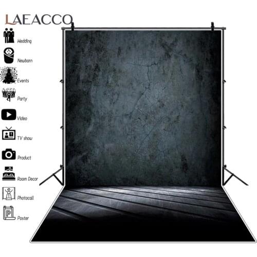 Laeacco Dark Gradient Solid Color Wall Wooden Floor Party Baby Portrait Photo Background Photography Backdrop For Photo Studio
