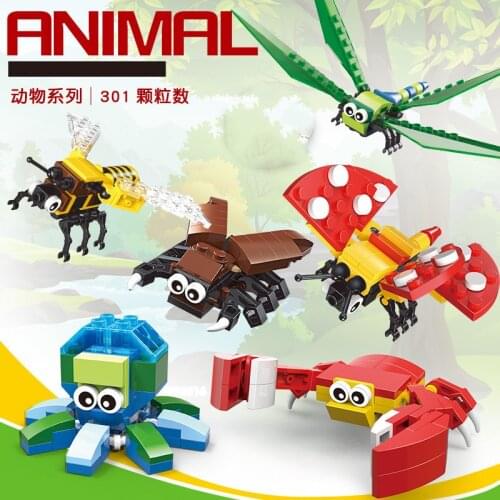 Small Building Blocks for Kids 301Pcs Animal Shaped Bricks Sets Childrens Creative Puzzle Toys ABS 3D Blocks Toy Sets