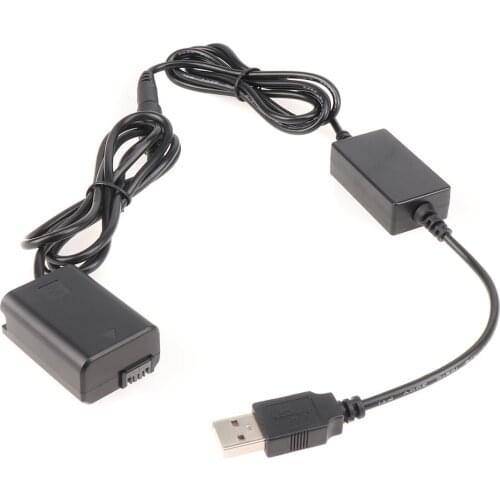 NP-FW50 Dummy Battery Plate Couple with 5V 2A USB Cable for Sony A7 A7R A7II A7S2 A6500 A5100 NEX5 DSC-RX10