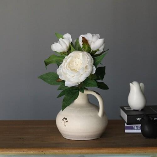 3 Head Peony Silk Flowers Artificial Bouquet Fake Flores Home Wedding Party Decor Festival Arrengements