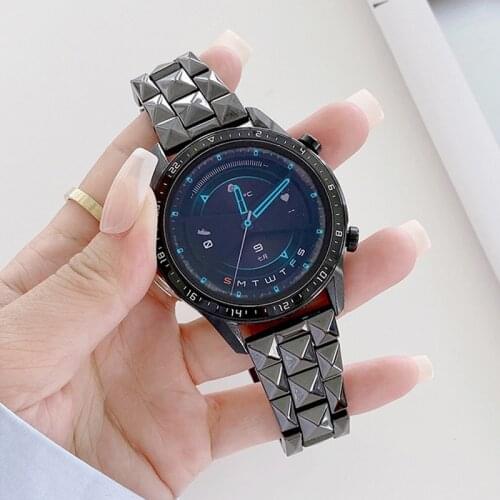 Luxury Ceramics Watchband For Huawei Watch 3 pro Samsung Galaxy Watch3 45mm Watch Strap 3D Diamond Pattern Universal 22mm Band