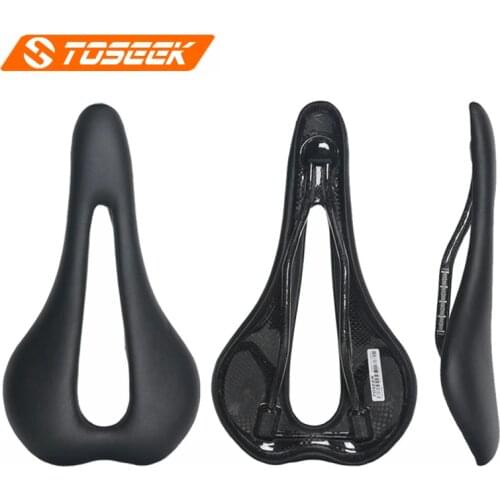 TOSEEK EVO Saddle Carbon Fiber Leather Saddles PU Bow Cushion Ultralight Saddles Hollow Saddle Seat For Mountain Road Bike