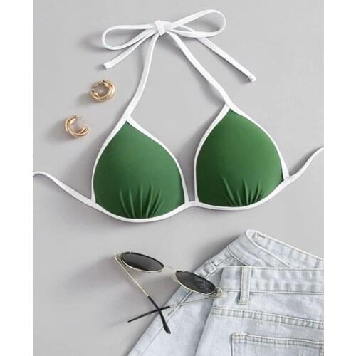 Sexy Bikini 2021 New Beachwear Solid Color Temptation Backless Tube Top Sexy Swimsuit Summer Beach Bikini Set