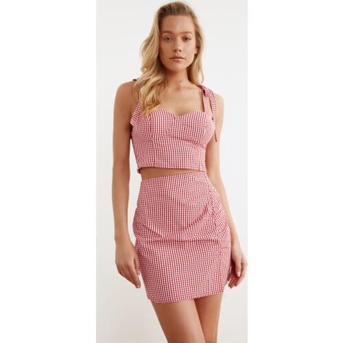 Trendyol Gingham Binding Detailed Woven Bottom-Top Suit TBESS21AU0091