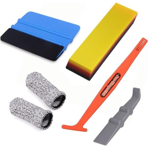 FOSHIO vinyl wrapping tool Magnet Stick Squeegee Carbon Fiber Film Install scraper with finger sleeve cover Auto Car Accessories