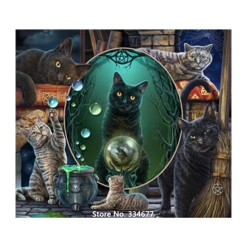 Magical Montage cat Embroidery For Needlework Crafts14CT Counted Unprinted DIY Cross Stitch Kits Handmade Arts Wall Decor