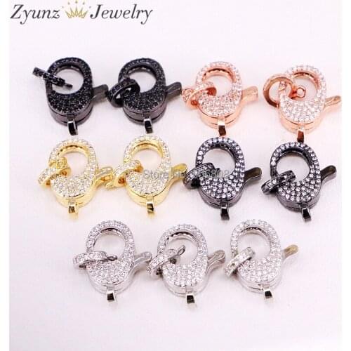 10PCS ZYZ324-9757 CZ Micro Pave Lobster Claw Clasp/Link Connector, Pave Claw Clasp,Micro Pave CZ Clasps,Link/ Connector/ Clasps