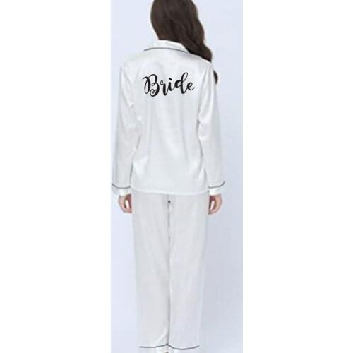 Womens silk pajamas Bride Bridesmaids long pants pajama Pajama Set home service two-piece suit