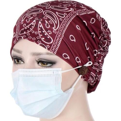 Womens Hats With Buttons Indian Nurses Work mens Hats Muslim Cancer Chemical Hats Beanies Wrap Caps