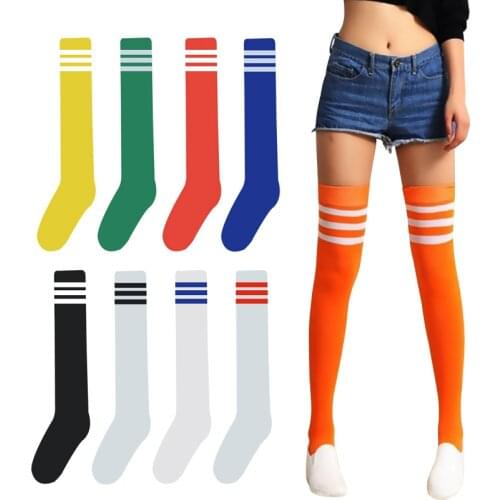 2017 Fashion Striped Over Knee Socks Women Cotton Thigh High Over The Knee Stockings for Ladies Girls Cheerleaders Socks