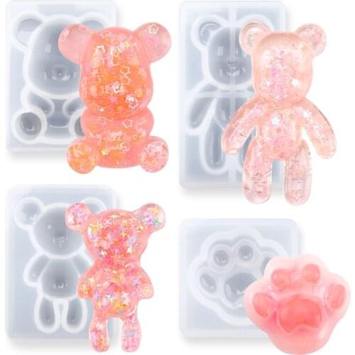 3D Animal Resin Molds Resin Casting Molds Epoxy Silicone Bear Molds for Resin Jewelry Craft DIY Keychain Making Home Decoration