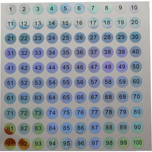 5 Sheets/Pack Laser Number Stickers Label 1-500 Waterproof Sealing Sticker Beauty Number Tableware Mark Logo Nail Polish Number